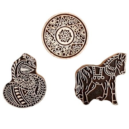 Set of 3 Piece New Mix Wooden Printing Block